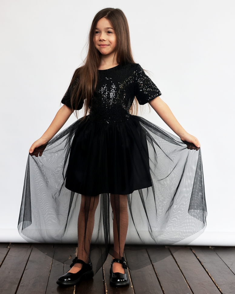 Платье для девочки нарядное БУШОН ST540, цвет черный 
