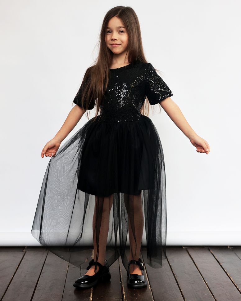 Платье для девочки нарядное БУШОН ST540, цвет черный 