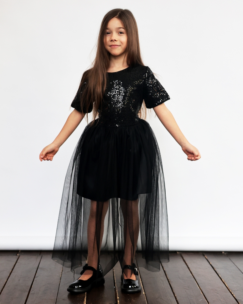 Платье для девочки нарядное БУШОН ST540, цвет черный 