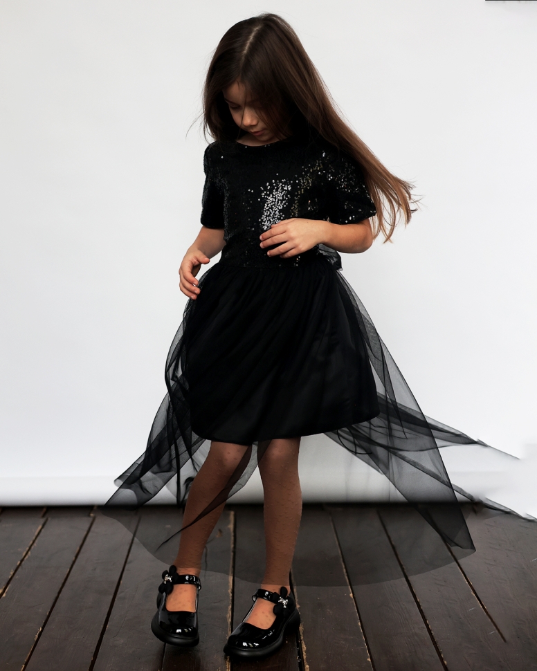 Платье для девочки нарядное БУШОН ST540, цвет черный 