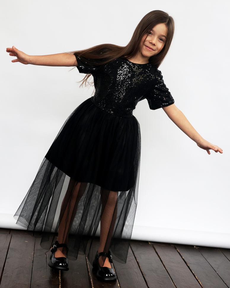 Платье для девочки нарядное БУШОН ST540, цвет черный 