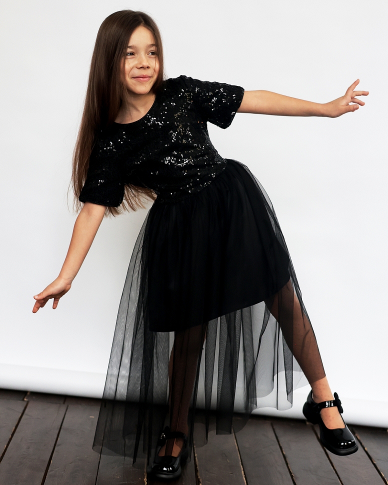 Платье для девочки нарядное БУШОН ST540, цвет черный 