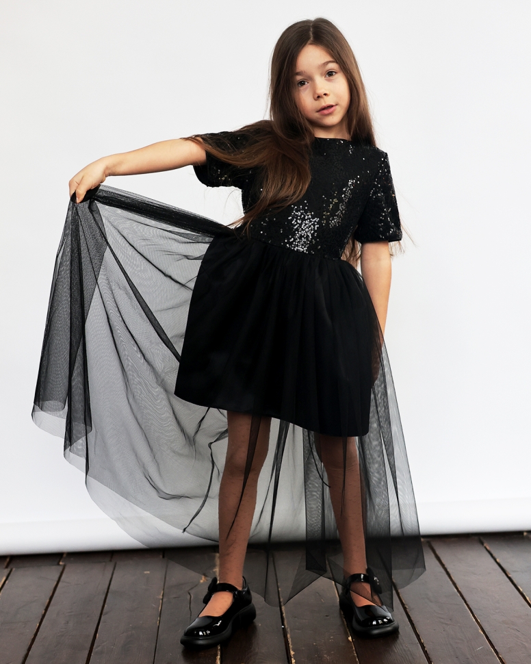 Платье для девочки нарядное БУШОН ST540, цвет черный 