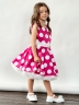 Платье для девочки нарядное БУШОН ST20, стиляги цвет светло-розовый, белый пояс, принт белый горох 