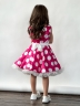 Платье для девочки нарядное БУШОН ST20, стиляги цвет светло-розовый, белый пояс, принт белый горох 