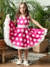 Платье для девочки нарядное БУШОН ST20, стиляги цвет светло-розовый, белый пояс, принт белый горох 