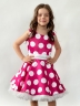 Платье для девочки нарядное БУШОН ST20, стиляги цвет светло-розовый, белый пояс, принт белый горох 