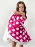 Платье для девочки нарядное БУШОН ST20, стиляги цвет светло-розовый, белый пояс, принт белый горох 