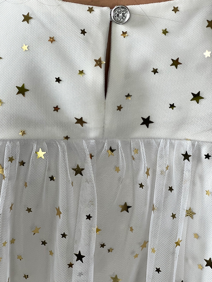 Платье для девочки нарядное БУШОН ST53, цвет белый звезды 