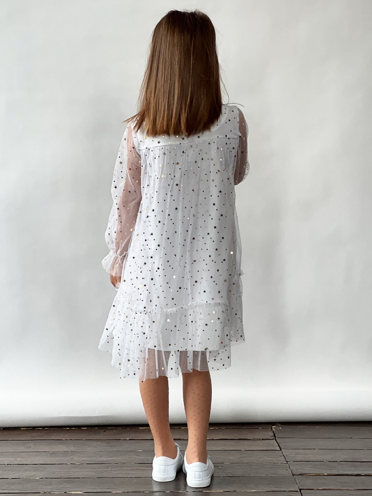 Платье для девочки нарядное БУШОН ST53, цвет белый звезды 
