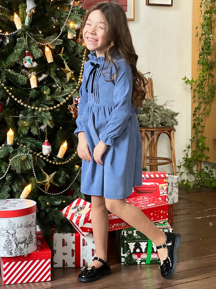 Платье для девочки нарядное БУШОН ST75, цвет джинс 