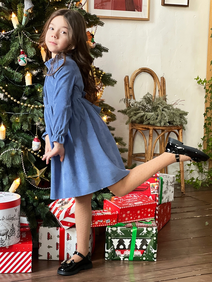 Платье для девочки нарядное БУШОН ST75, цвет джинс 