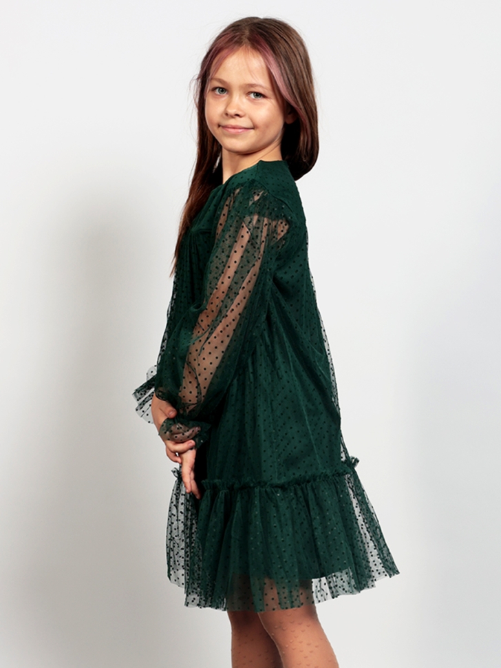 Платье для девочки нарядное БУШОН ST56, цвет изумрудный 