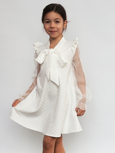 Платье для девочки нарядное БУШОН ST5020, цвет белый