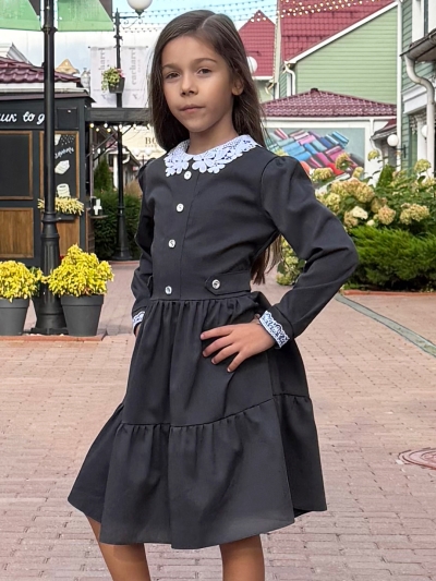 Платье для девочки школьное БУШОН SK12, цвет графит