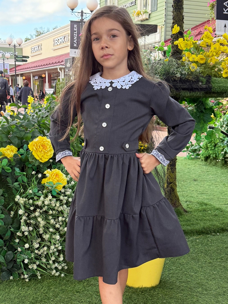 Платье для девочки школьное БУШОН SK12, цвет графит
