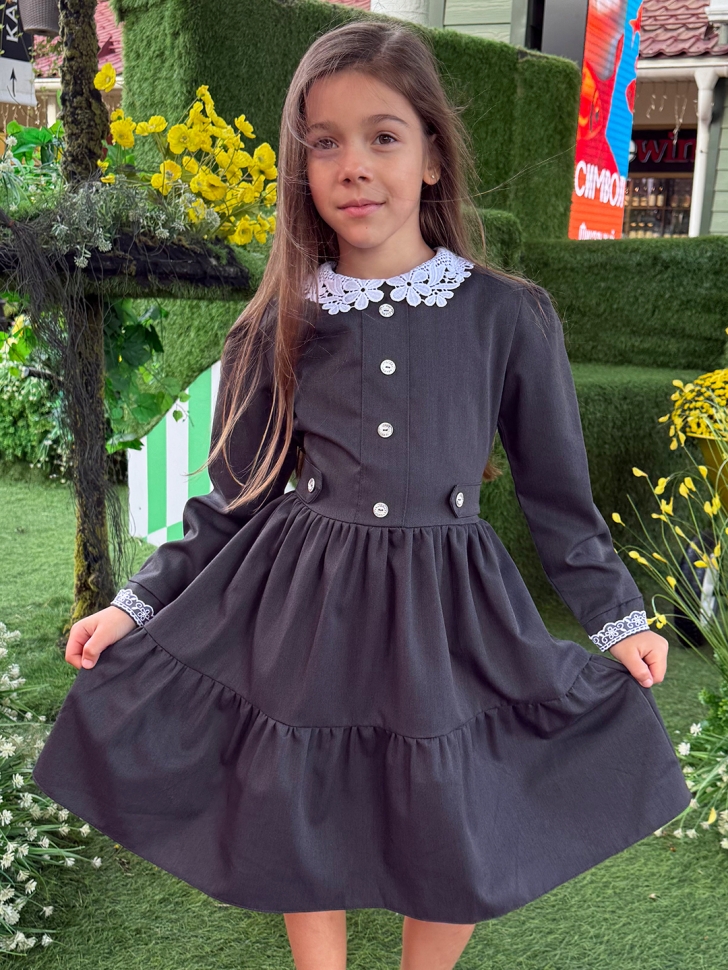 Платье для девочки школьное БУШОН SK12, цвет графит