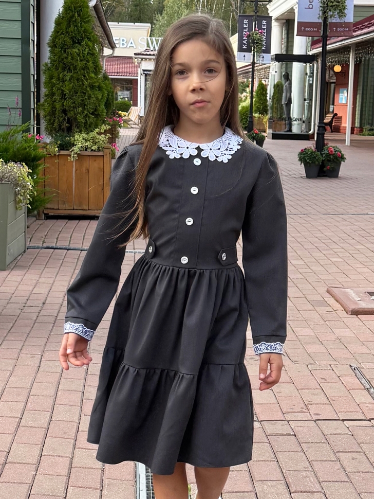 Платье для девочки школьное БУШОН SK12, цвет графит