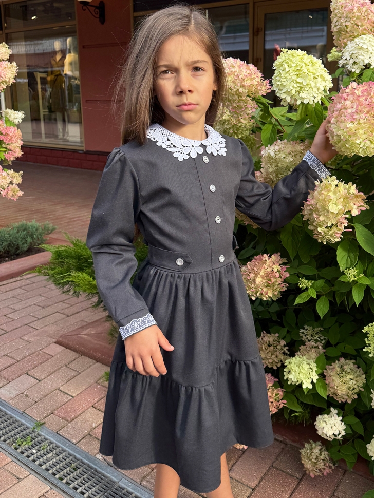Платье для девочки школьное БУШОН SK12, цвет графит