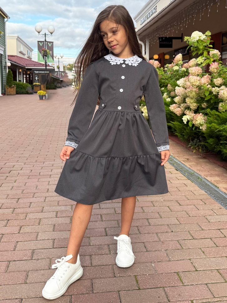 Платье для девочки школьное БУШОН SK12, цвет графит