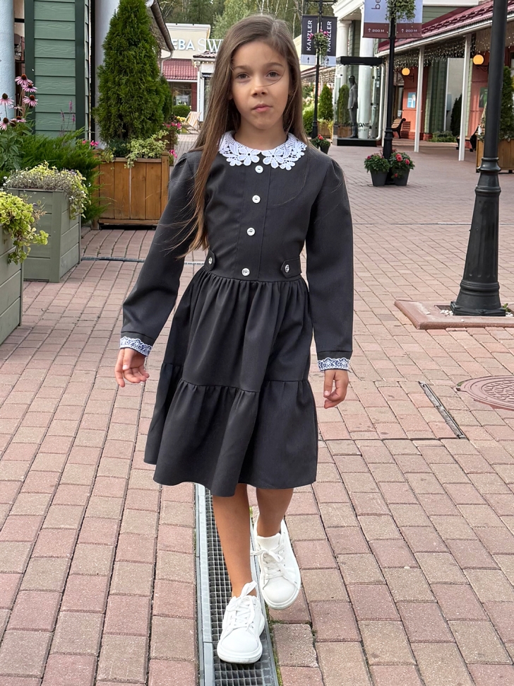 Платье для девочки школьное БУШОН SK12, цвет графит