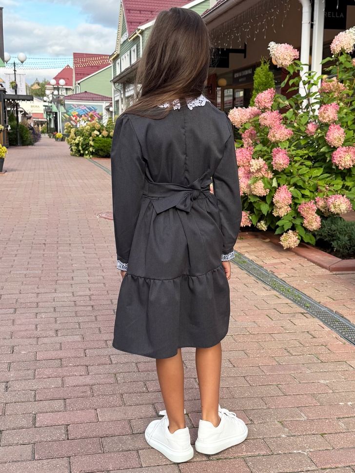 Платье для девочки школьное БУШОН SK12, цвет графит