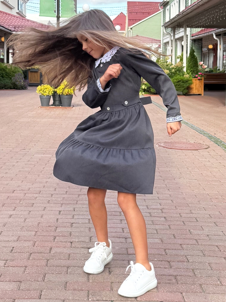 Платье для девочки школьное БУШОН SK12, цвет графит