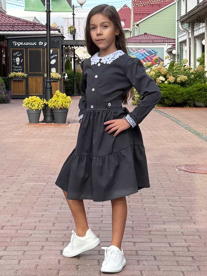 Платье для девочки школьное БУШОН SK12, цвет графит
