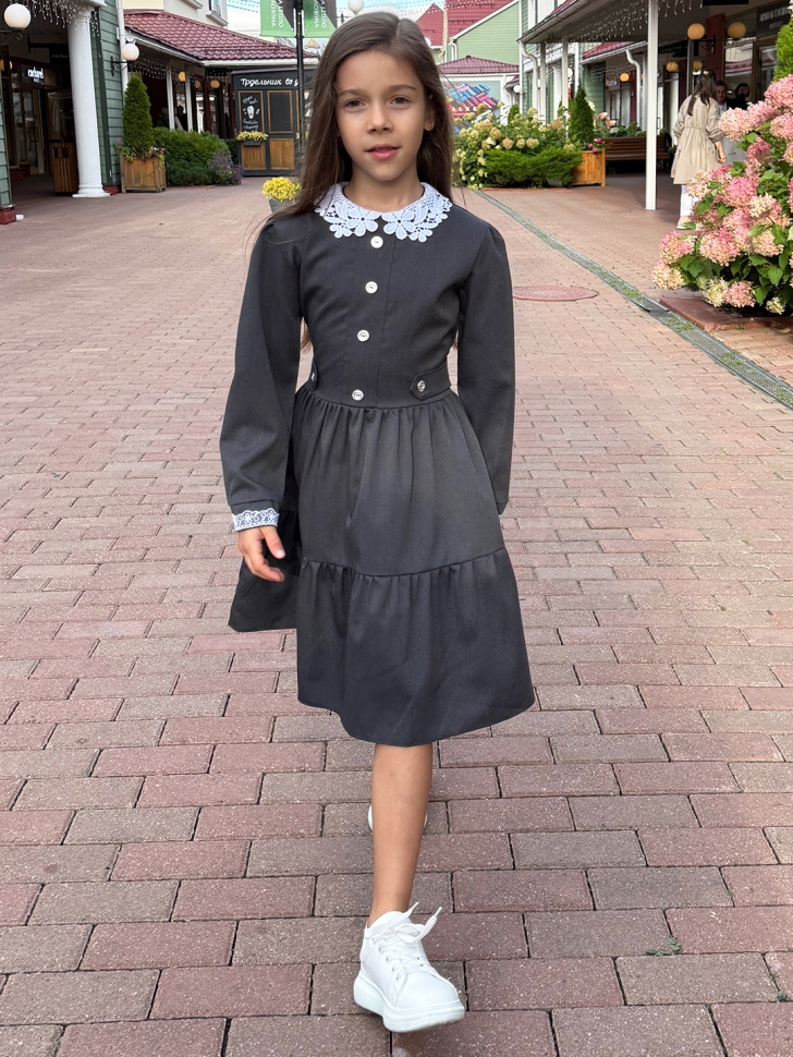 Платье для девочки школьное БУШОН SK12, цвет графит