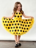 Платье для девочки нарядное БУШОН ST20, стиляги цвет желтый, желтый пояс, принт т-синий горох 