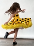 Платье для девочки нарядное БУШОН ST20, стиляги цвет желтый, желтый пояс, принт т-синий горох 