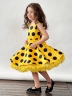 Платье для девочки нарядное БУШОН ST20, стиляги цвет желтый, желтый пояс, принт т-синий горох 