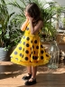 Платье для девочки нарядное БУШОН ST20, стиляги цвет желтый, желтый пояс, принт т-синий горох 