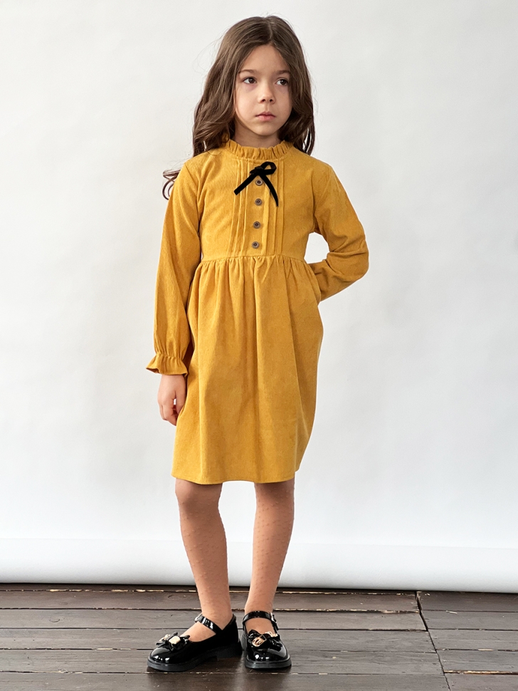 Платье для девочки нарядное БУШОН ST75, цвет горчичный