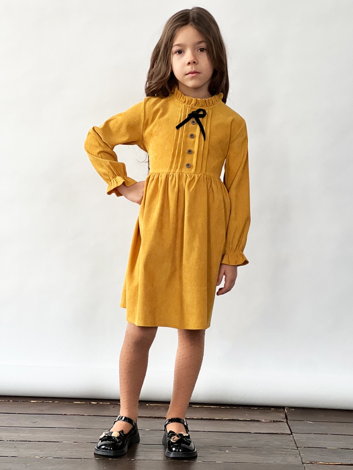 Платье для девочки нарядное БУШОН ST75, цвет горчичный