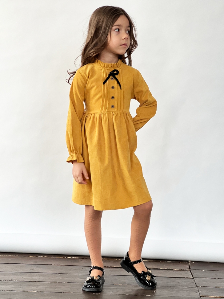 Платье для девочки нарядное БУШОН ST75, цвет горчичный