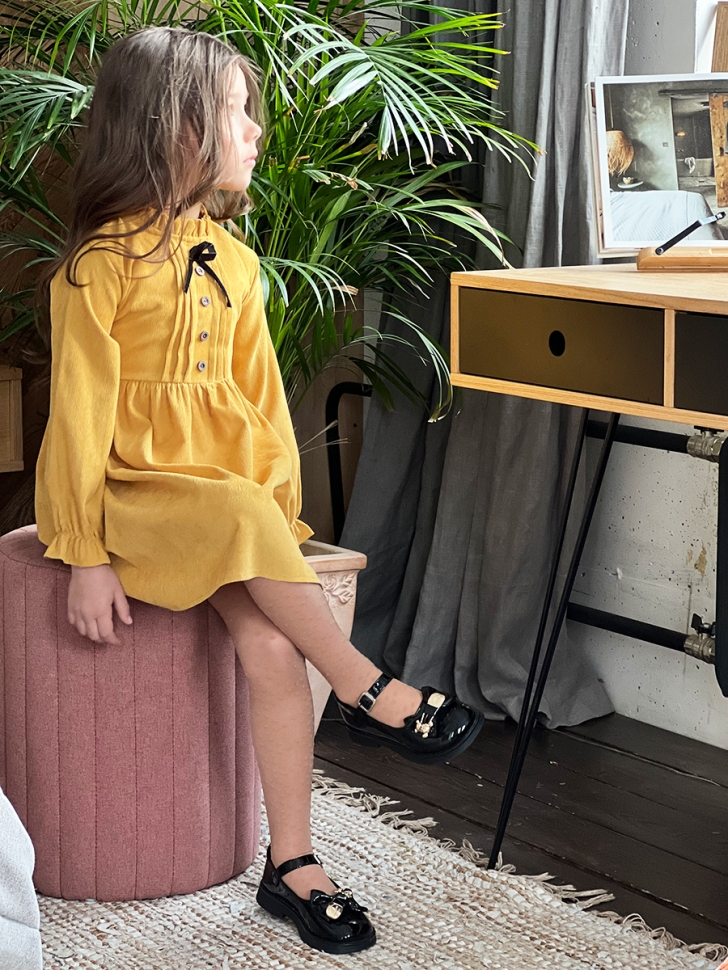 Платье для девочки нарядное БУШОН ST75, цвет горчичный