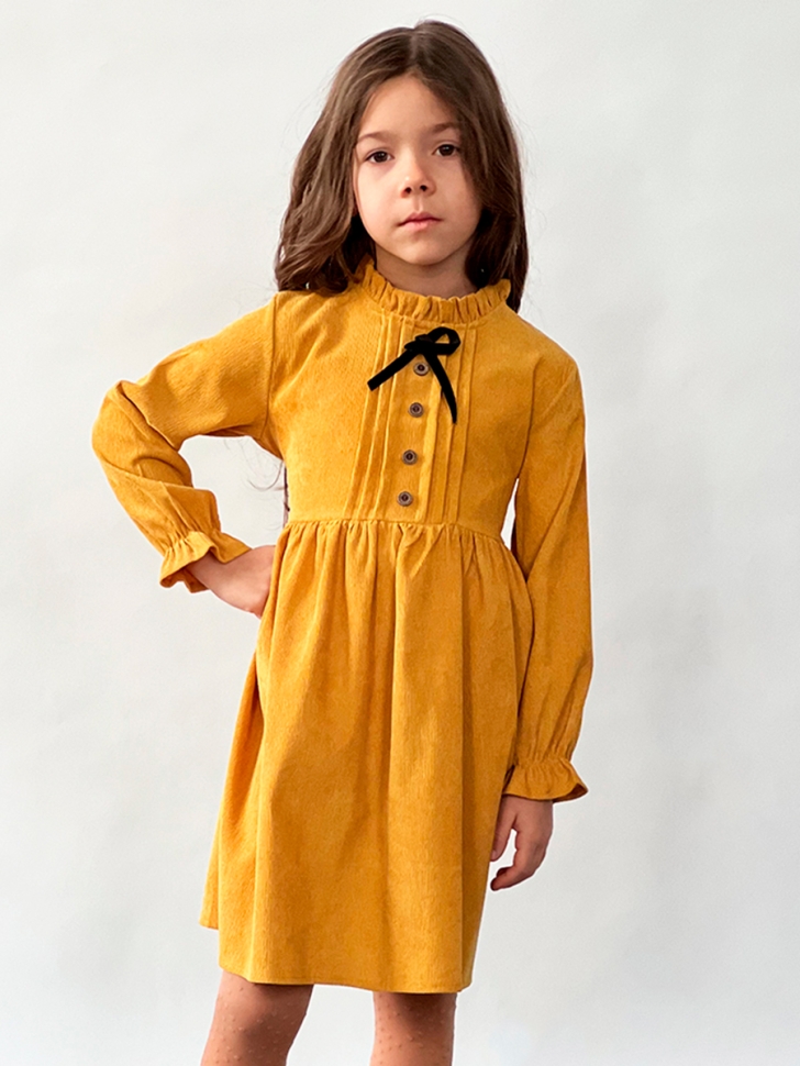 Платье для девочки нарядное БУШОН ST75, цвет горчичный