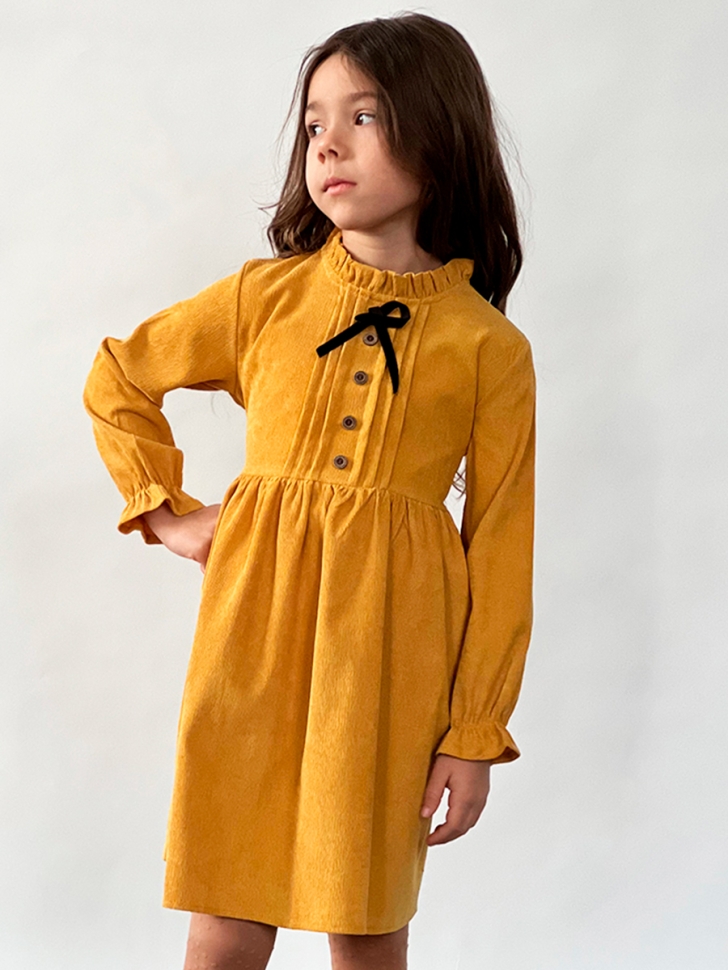 Платье для девочки нарядное БУШОН ST75, цвет горчичный