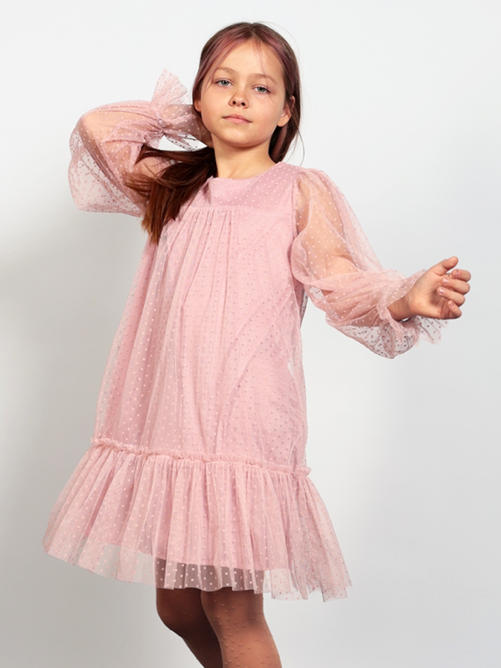 Платье для девочки нарядное БУШОН ST56, цвет пудровый 