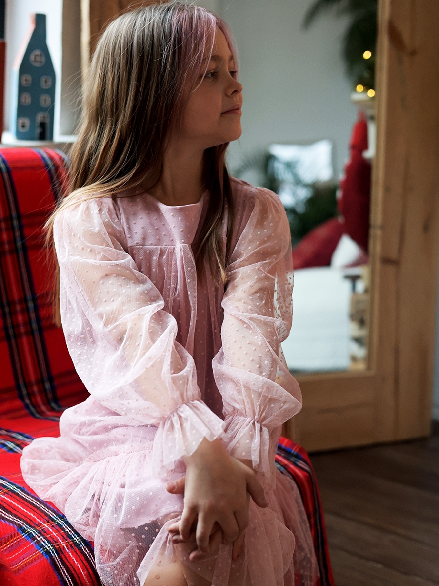 Платье для девочки нарядное БУШОН ST56, цвет пудровый 