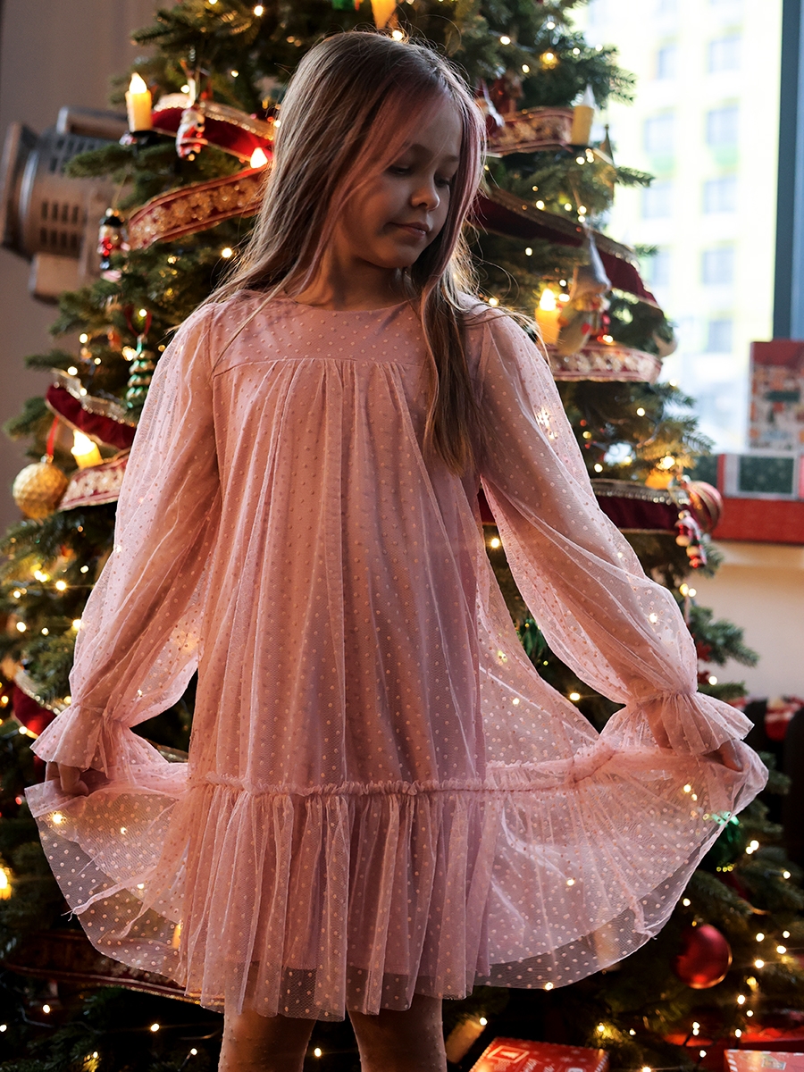 Платье для девочки нарядное БУШОН ST56, цвет пудровый 
