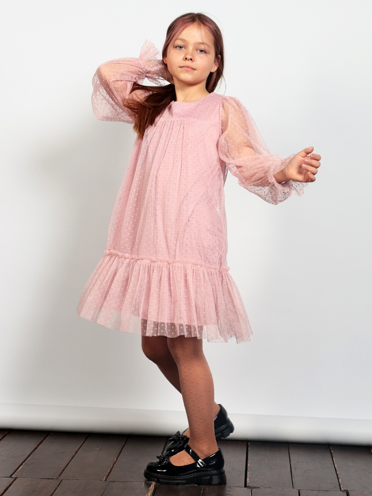 Платье для девочки нарядное БУШОН ST56, цвет пудровый 