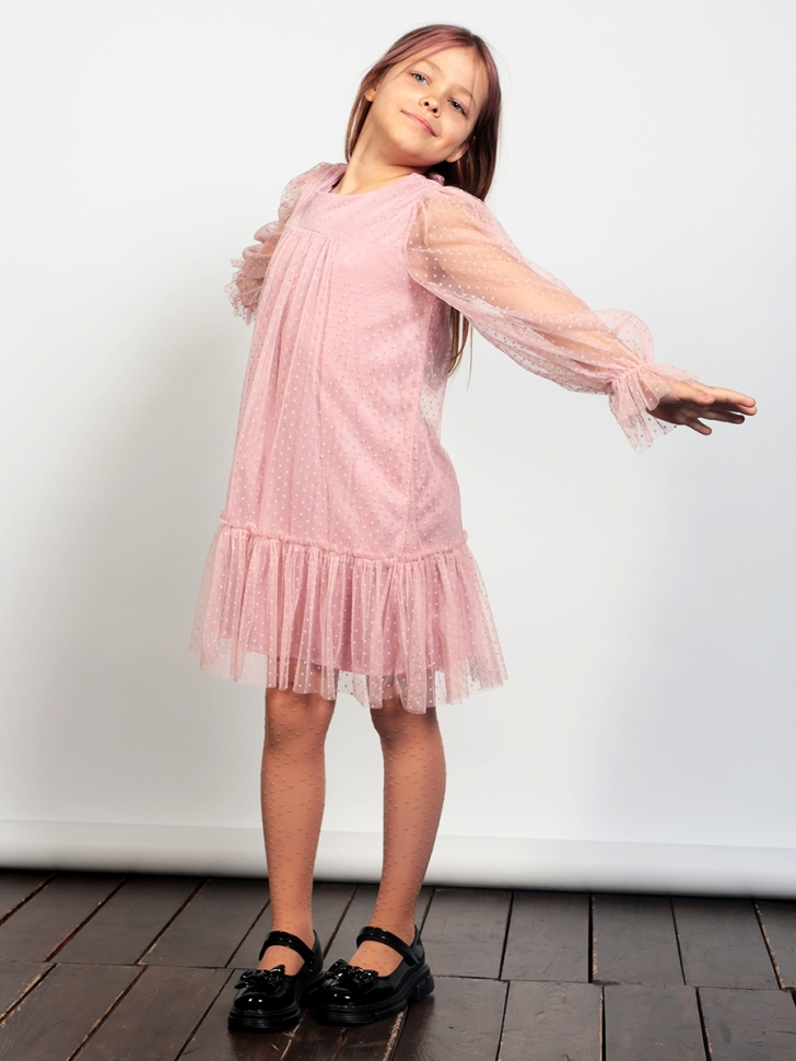 Платье для девочки нарядное БУШОН ST56, цвет пудровый 