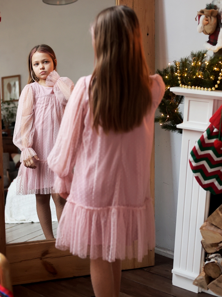 Платье для девочки нарядное БУШОН ST56, цвет пудровый 