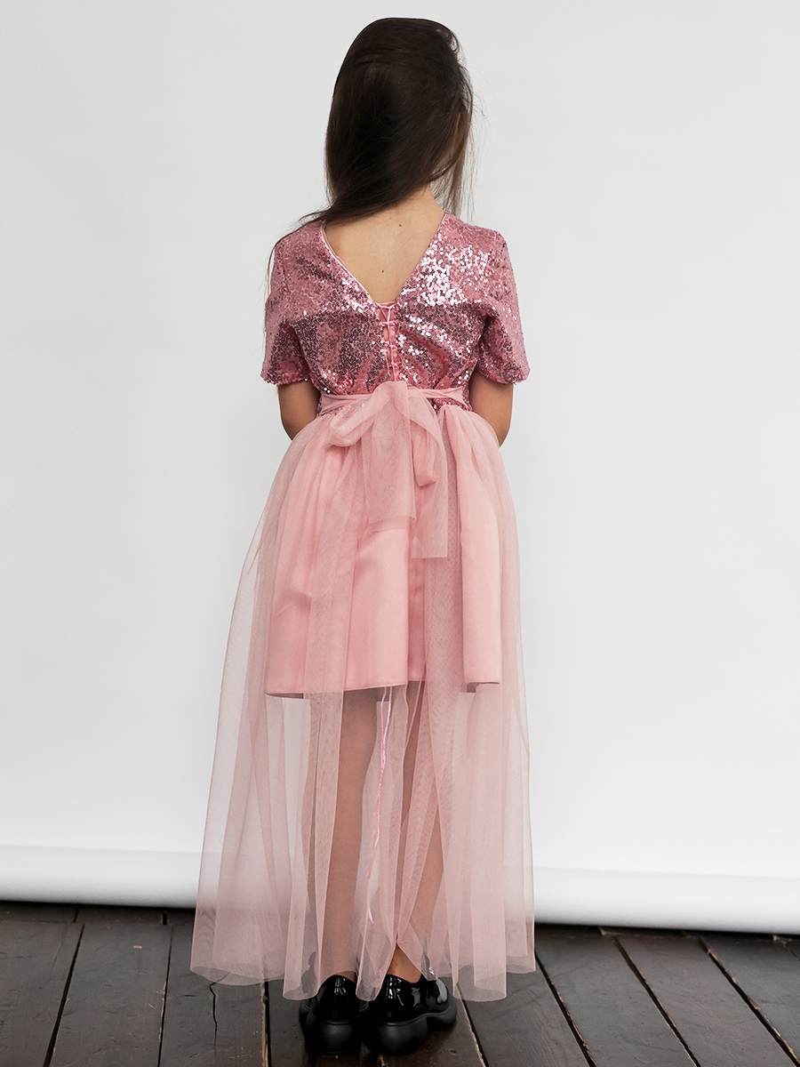 Платье для девочки нарядное БУШОН ST540, цвет пудровый/розовый 