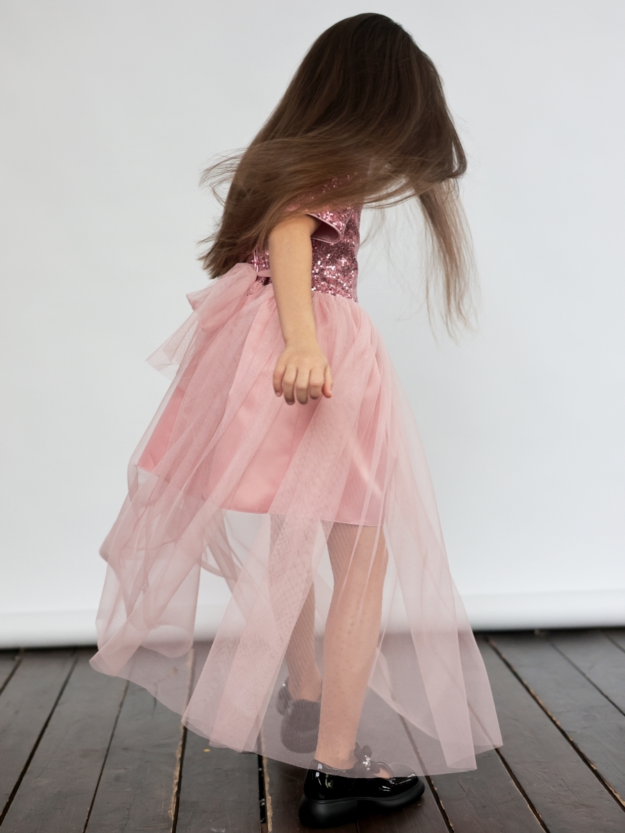 Платье для девочки нарядное БУШОН ST540, цвет пудровый/розовый 