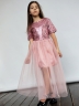 Платье для девочки нарядное БУШОН ST540, цвет пудровый/розовый 