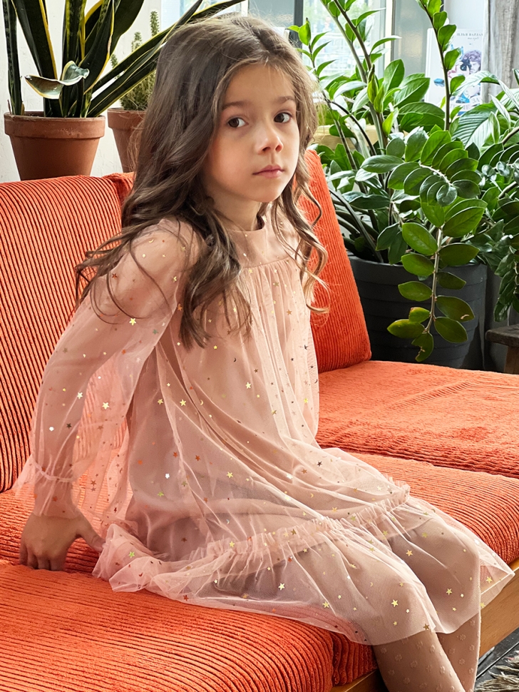 Платье для девочки нарядное БУШОН ST53, цвет пыльная роза 