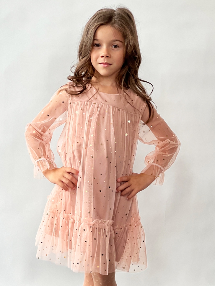 Платье для девочки нарядное БУШОН ST53, цвет пыльная роза 